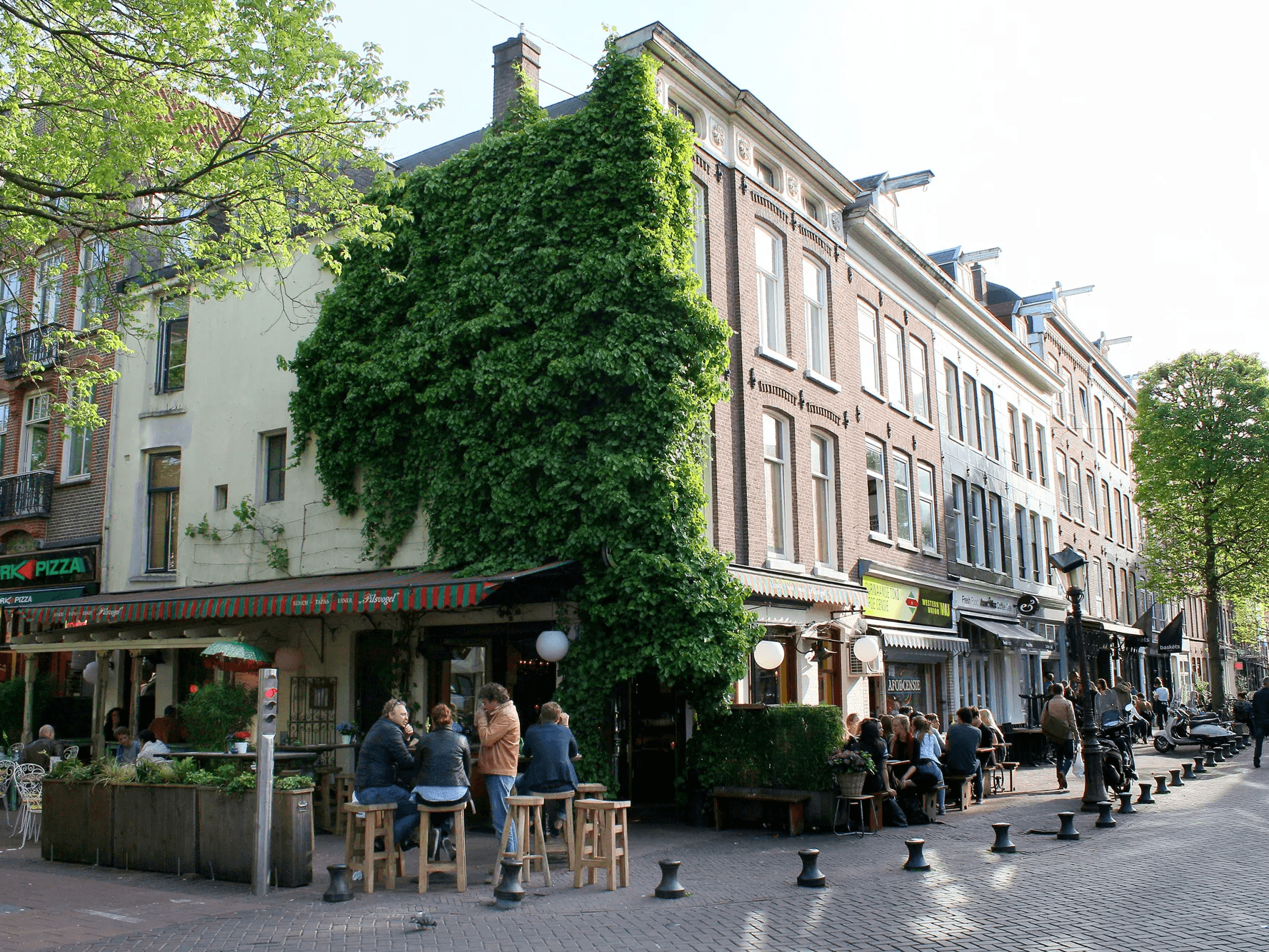Cafes, shops and neighbourhood streets in De Pijp Amsterdam